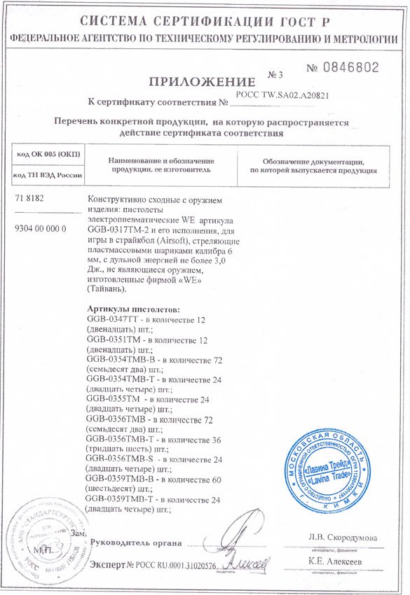 Сертификат на пневматику 1 фото