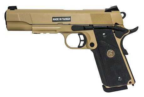 фото детально пистолет kjw colt m1911 meu, tan, co2 (kp-07.co2-tan) интернет-магазин "Планета страйкбола"