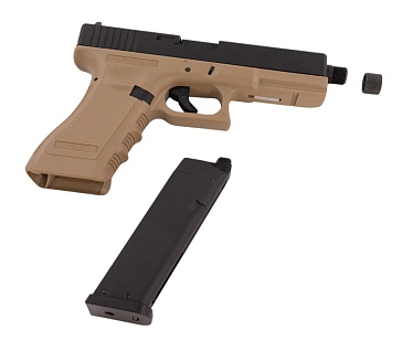 KJW Пистолет Glock 18, грингаз, резьба под глушитель, tan (kp-18-tbc-tan)