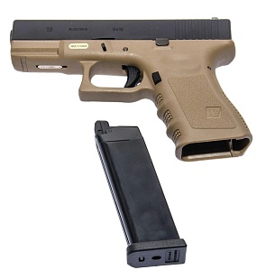 WE Пистолет Glock 19 gen.3, greengas, tan (WE-G003A-TAN)
