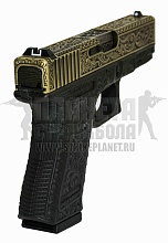 WE Пистолет Glock 19 gen.3 под бронзу с гравировкой (we-g003box-iv)