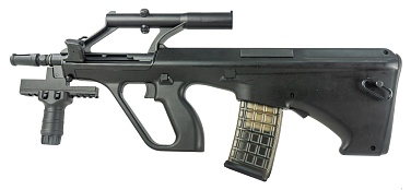 фото детально автомат snow wolf steyr aug с прицелом и ремнем, черный (sw-020tabk) интернет-магазин "Планета страйкбола"