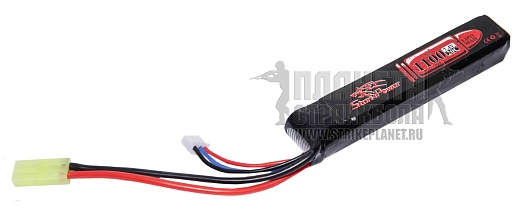детальное фото для раздела Аккумулятор StormPower LiPo 7.4в, 1100мАч, 20С, блок интернет-магазин "Планета страйкбола»