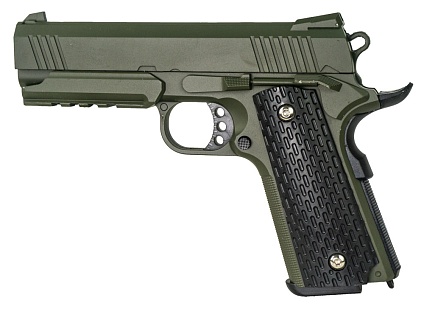 фото детально пистолет galaxy colt 1911 4.3, green, спринг (g25g) интернет-магазин "Планета страйкбола"