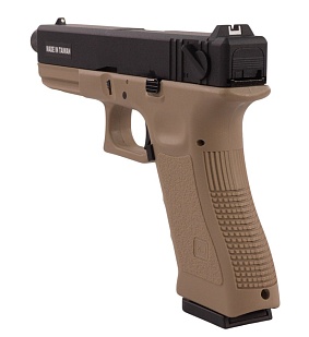 KJW Пистолет Glock 18, грингаз, резьба под глушитель, tan (kp-18-tbc-tan)