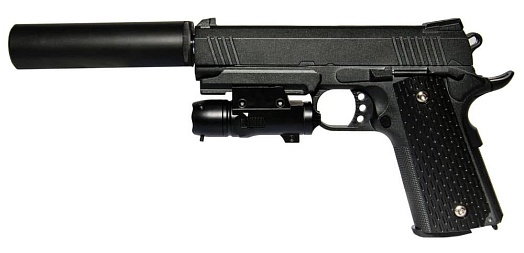 фото детально galaxy пистолет colt 1911 4.3 с глушителем, спринг (g25a) интернет-магазин "Планета страйкбола"