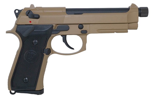 KJW Пистолет Beretta M9A1, greengas, tan, резьба глушителя