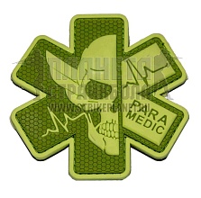 детальное фото Нашивка Zlo "Paramedic череп" пвх олива интернет-магазин "Планета страйкбола"