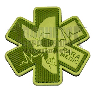 детальное фото Нашивка Zlo "Paramedic череп" пвх олива интернет-магазин "Планета страйкбола"