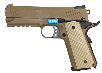 фото детально we пистолет colt desert warrior 4.3, greengas, tan (we-e011-t) интернет-магазин "Планета страйкбола"