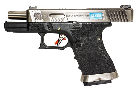 Пистолет WE Glock 19 G-Force серебряный, greengas (we-g003wet-7)