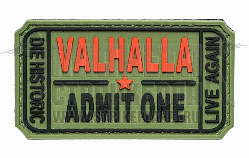 детальное фото Нашивка Zlo "Valhalla admit one" олива интернет-магазин "Планета страйкбола"