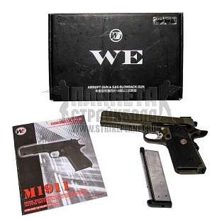 WE Пистолет Colt M1911 MEU USMC, олива, greengas (WE-E008-OD)