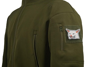 Нашивка Strike "Недовольный кот, мем", белый