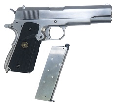 Пистолет WE Colt M1911 A1, хром, M.E.U. (we-e006a-tac)