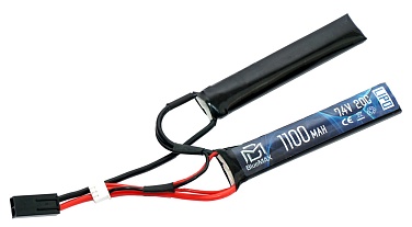 детальное фото для раздела Аккумулятор BlueMax LiPo 7.4В, 1100мАч, 20C, 2 лепестка (уценка) интернет-магазин "Планета страйкбола»