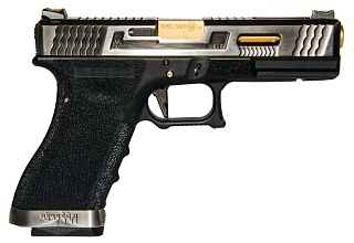 WE Пистолет Glock 17 G-Force, золоченный ствол, хром