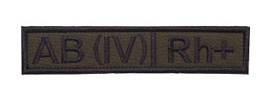 детальное фото Нашивка Strike Группа крови AB (IV) Rh+, черный олива интернет-магазин "Планета страйкбола"