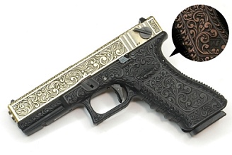 фото детально we пистолет glock 19 etched version, бронза (we-g002b-s) интернет-магазин "Планета страйкбола"