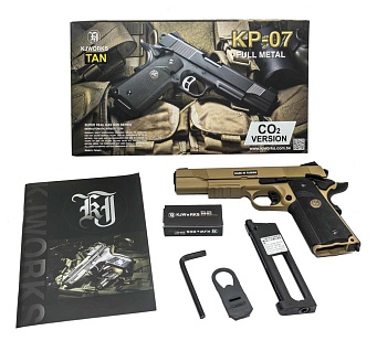 Пистолет KJW Colt M1911 MEU, tan, CO2 (kp-07.co2-tan)
