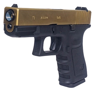 Пистолет WE Glock 19 Gen.3, металл слайд, золото (we-g003a-tg)