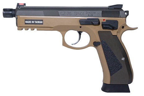 фото детально пистолет kjw cz sp-01 shadow tbc, tan, greengas с кейсом (sp-01-tan) интернет-магазин "Планета страйкбола"