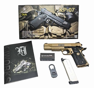 Пистолет KJW Colt M1911 MEU, tan, greengas (kp-07.gas-tan)