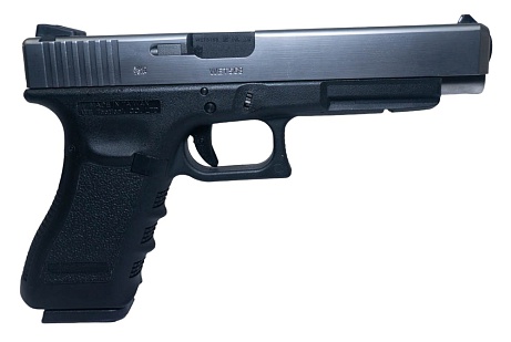 Пистолет WE Glock 34 gen. 3, greengas, хромированный (we-g008a-sv)