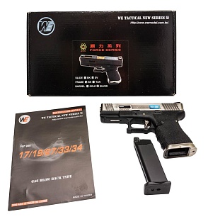 Пистолет WE Glock 19 G-Force серебряный, greengas (we-g003wet-7)