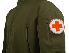 Нашивка Strike "Медик / Санитар. Красный крест" 90 мм, белый