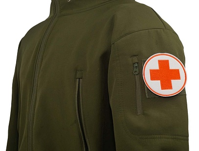 Нашивка Strike "Медик / Санитар. Красный крест" 90 мм, белый