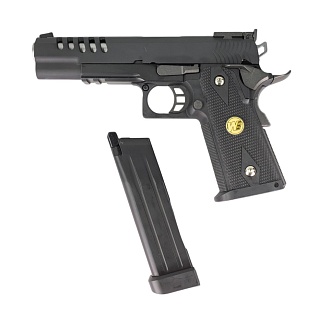 WE Пистолет Colt Hi Capa 5.1 auto, greengas перфорированный кожух, (we-h002at)