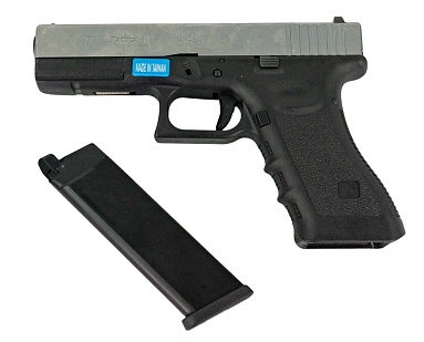 WE Пистолет Glock 17 gen.3, greengas, хром (WE-G001A-SV)