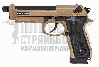 фото детально kjw пистолет beretta m9a1 co2 gbb, tan, рельса, резьба для глушителя интернет-магазин "Планета страйкбола"