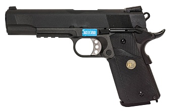 фото детально пистолет we colt m1911 meu rail, greengas (we-e008b-bk) интернет-магазин "Планета страйкбола"
