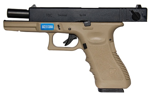 Пистолет WE Glock 18C gen.3 greengas tan (gp617b-tan)