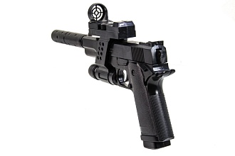 Пистолет Galaxy Colt 1911 с фонарем, коллиматором и глушителем (g053a)