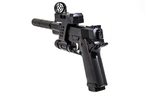 Пистолет Galaxy Colt 1911 с фонарем, коллиматором и глушителем (g053a)