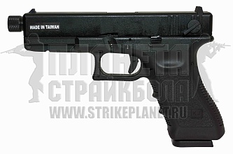 фото детально kjw пистолет glock 18, greengas, резьба под глушитель (kp-18tbc.gas-bk) интернет-магазин "Планета страйкбола"