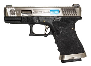 фото детально пистолет we glock 19 g-force серебряный, greengas (we-g003wet-7) интернет-магазин "Планета страйкбола"