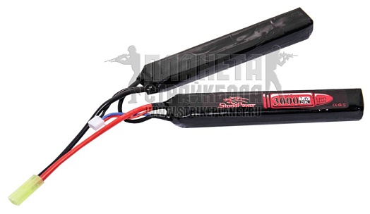 детальное фото для раздела Аккумулятор StormPower LiPo 7.4в, 3000мАч, 20С, 2 лепестка интернет-магазин "Планета страйкбола»