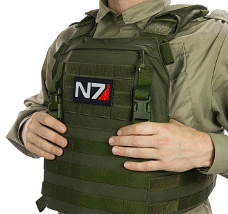 Нашивка Strike "Mass Effect. N7 Светоотражающий" 50х90 мм, черный, лазерная резка