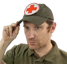 Нашивка Strike "Медик / Санитар. Красный крест" 90 мм, белый