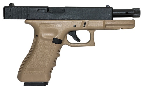 KJW Пистолет Glock 17, грингаз, tan, резьба под глушитель (kp-17-tbc.tan)