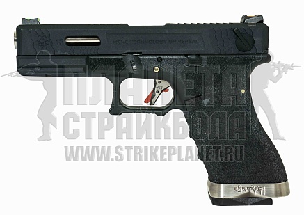 фото детально we пистолет glock 18, g-force, черный, хром.ствол (we-g002wet-5) интернет-магазин "Планета страйкбола"