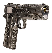 Пистолет WE Colt 1911 Silver [Inca Warrior Engraving] greengas (we-e012-box)