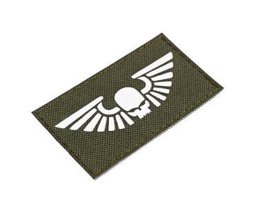 Нашивка Strike "Warhammer 40000. Astra Militarum / Астра Милитарум", 90х50 мм, олива, лазерная резка