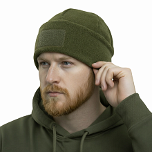 детальное фото Шапка Strike флис с отворотом и велкро р-р 58, хаки интернет-магазин "Планета страйкбола"