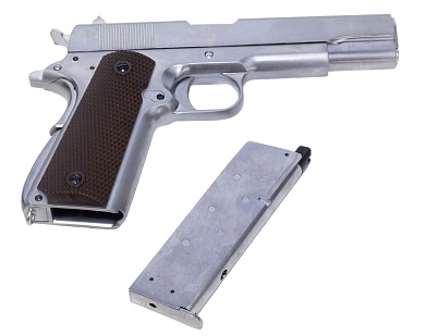 WE Пистолет Colt M1911 A1, greengas, хром (gp109s)