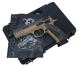 Пистолет KJW CZ SP-01 Shadow TBC, tan, greengas с кейсом (sp-01-tan)